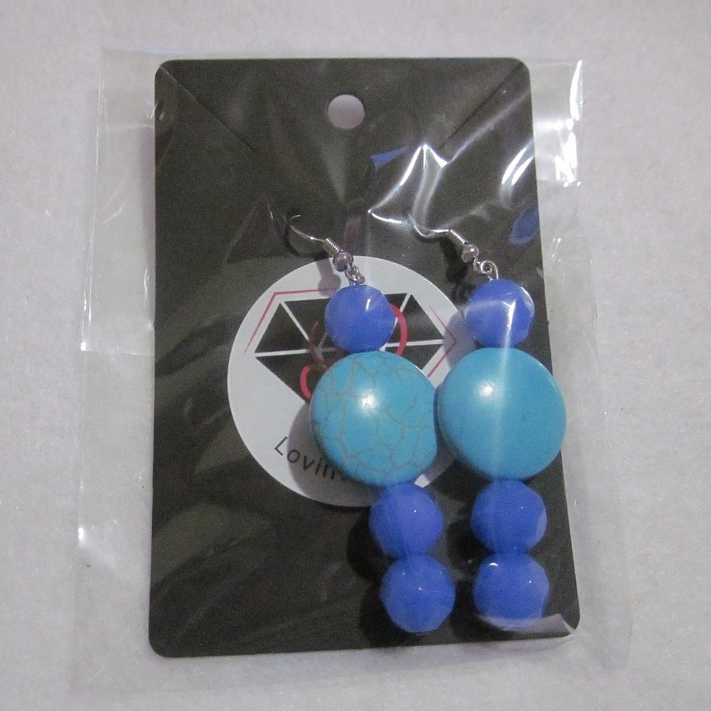 Blue and Turquoise Dangle Earrings.